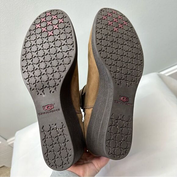 UGG Emalie stout brown leather bootie boot sherpa insole women's 11 sn 1008017 - Picture 6 of 9